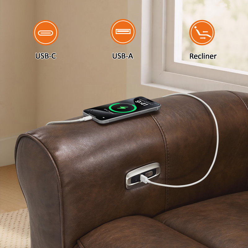 Power Recliner for Small Space, Wall Hugger Recliner for RV Living Room, Dark Brown, Faux Leather