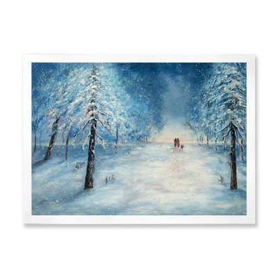 «Romantic Couple Walking In Winter Forest», reproduction d'art sur toile