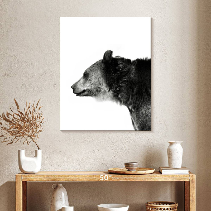 Tête d'ours monochrome, H 35 po x l 28 po x P 1,25 po