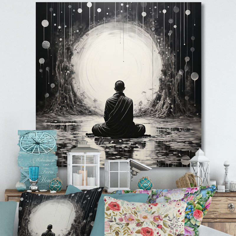 Statue de bouddhisme zen sur toile, H 24 po x l 24 po x P 1 po, Toile tendue