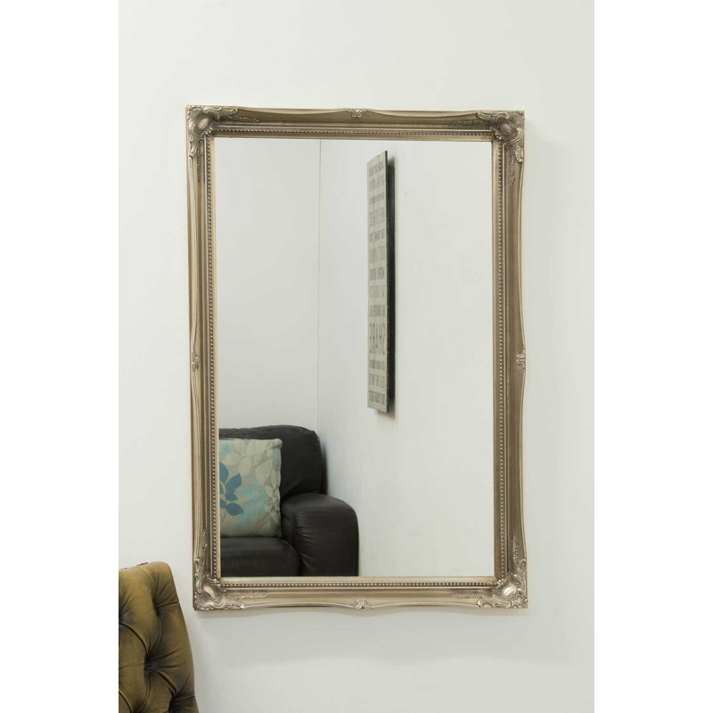 Alexandro Wood Flat Mirror, 86cm H x 60cm W, Silver