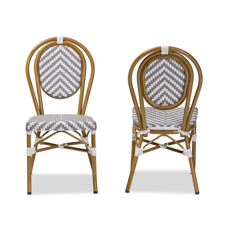 Classic French White and Grey Bamboo Style Dining Chair Set