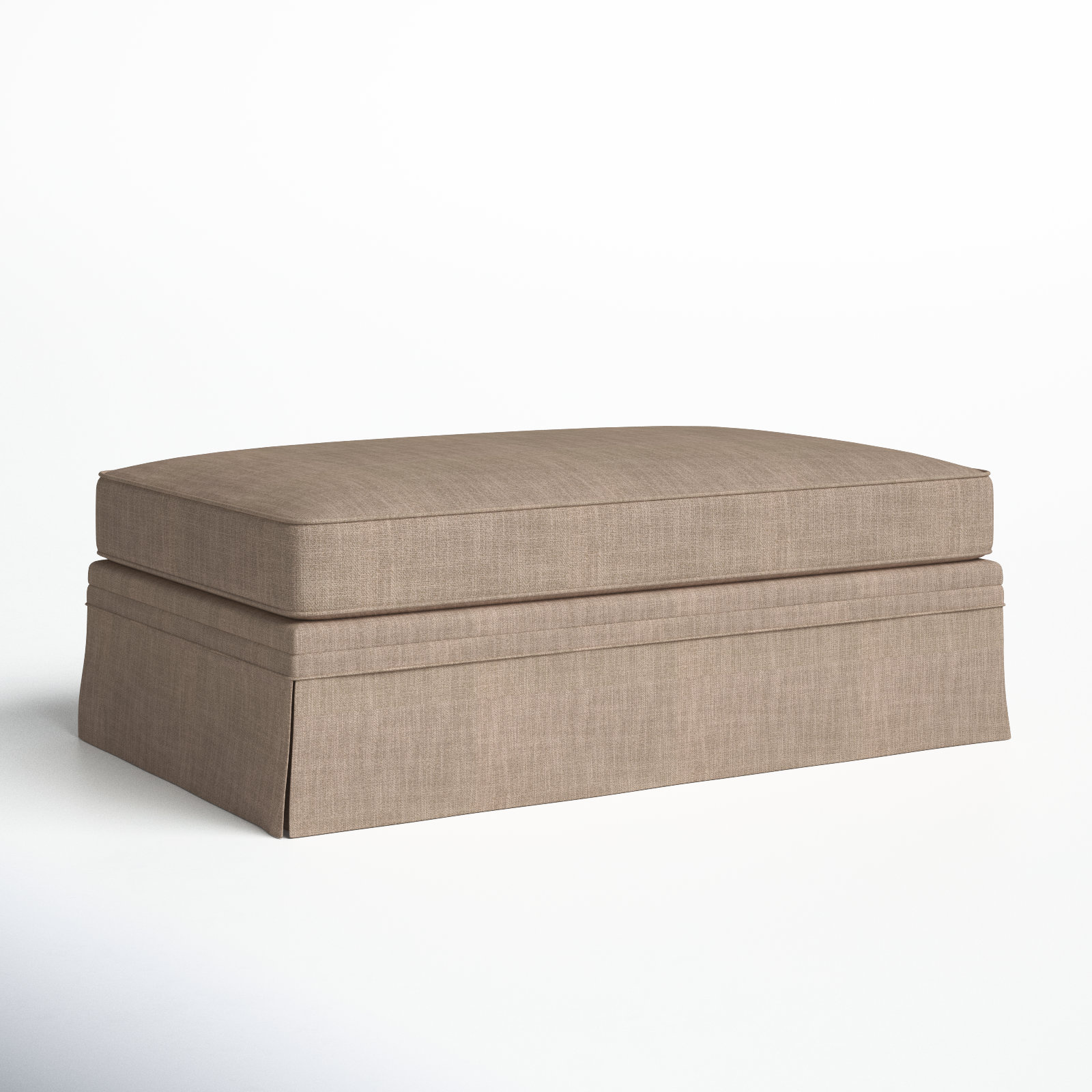 Shelby 47" Cotton Ottoman, Conversation Linen Basketweave