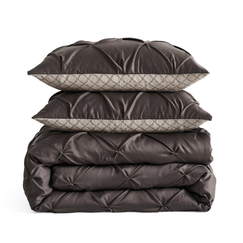 Pintuck Bedding, Queen, Brown