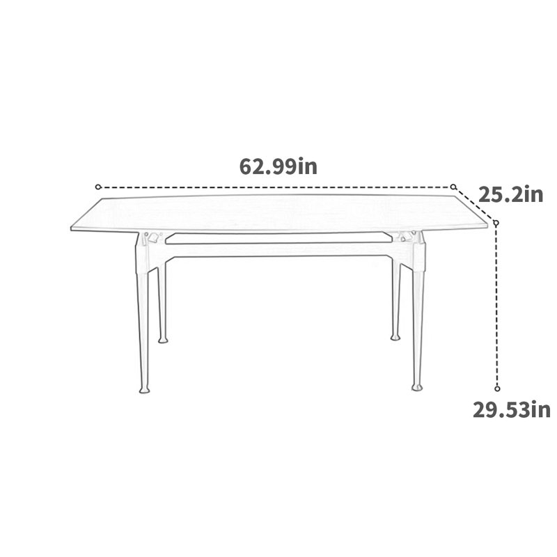 Table de salle à manger rétro vintage pour les repas à domicile, L 26,77 po x L 62,99 po