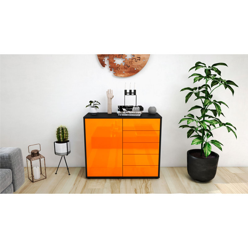 Presidio 92cm Sideboard, Anthracite/High-gloss orange