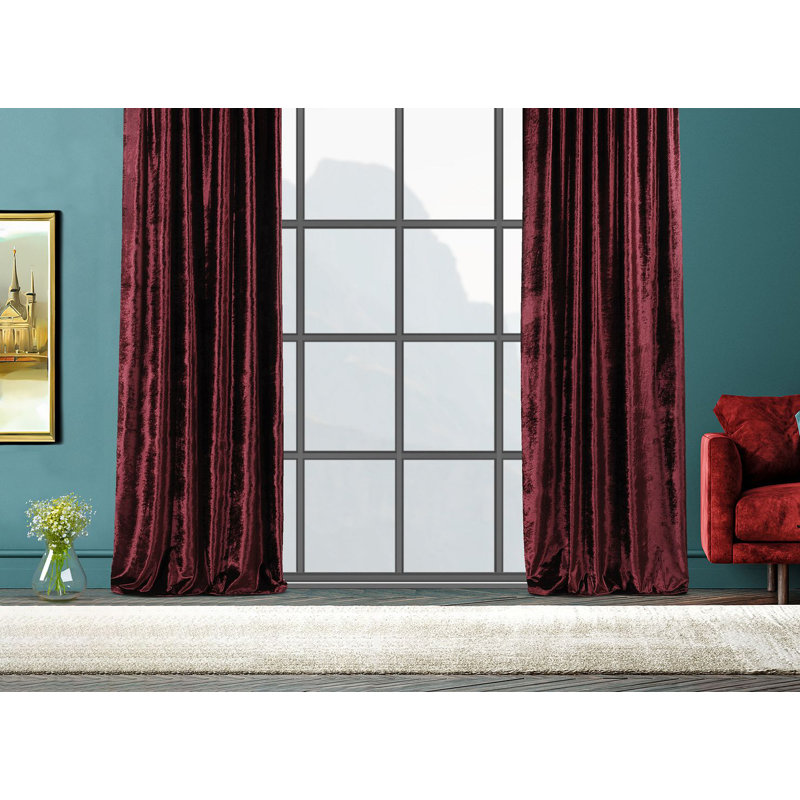 Room Darkening Single Curtain Panel, 260cm Width x 245cm Drop, Dark Red