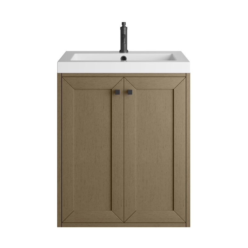 Meuble-lavabo simple l 23,6 po Chianti, Noir mat, Noyer murmure