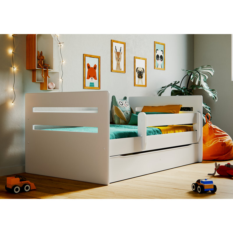Molly Drawer Convertible Bed and Mattress, European Toddler (80 x 180 cm), Pink