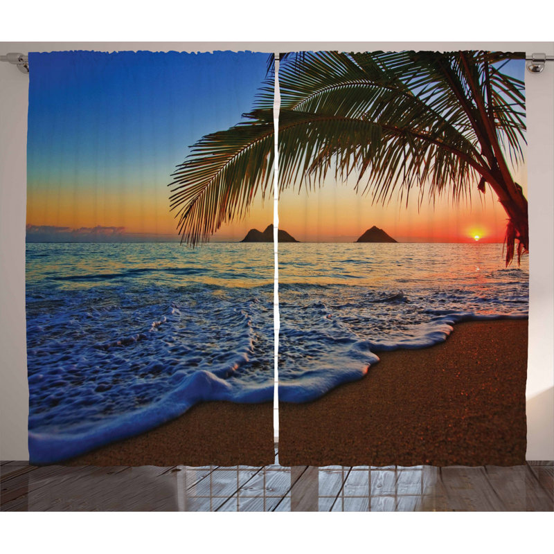 Hawaiian Semi-Sheer Rod Pocket Curtain Panels, 54" x 108"