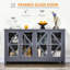 Buffet gris avec portes en verre trempé et tablette réglable pour divers meubles de chambre