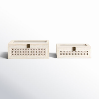 Art Cole And Grey Metal Handmade Woven Storage Box With Bronze Latches And Tempered Glass Tops