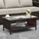 Outdoor Wicker Coffee Table Patio Table 2-layer Glass Tabletop with Furniture Cover