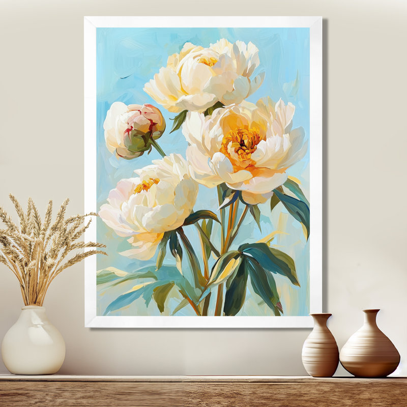 Bradcliff - art mural floral, H 44 po x l 34 po, Reproduction encadrée d'une seule photo, Blanc