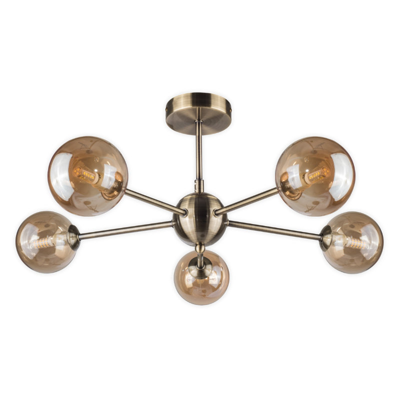 Andri Glass Semi Flush Mount, Antique Brass