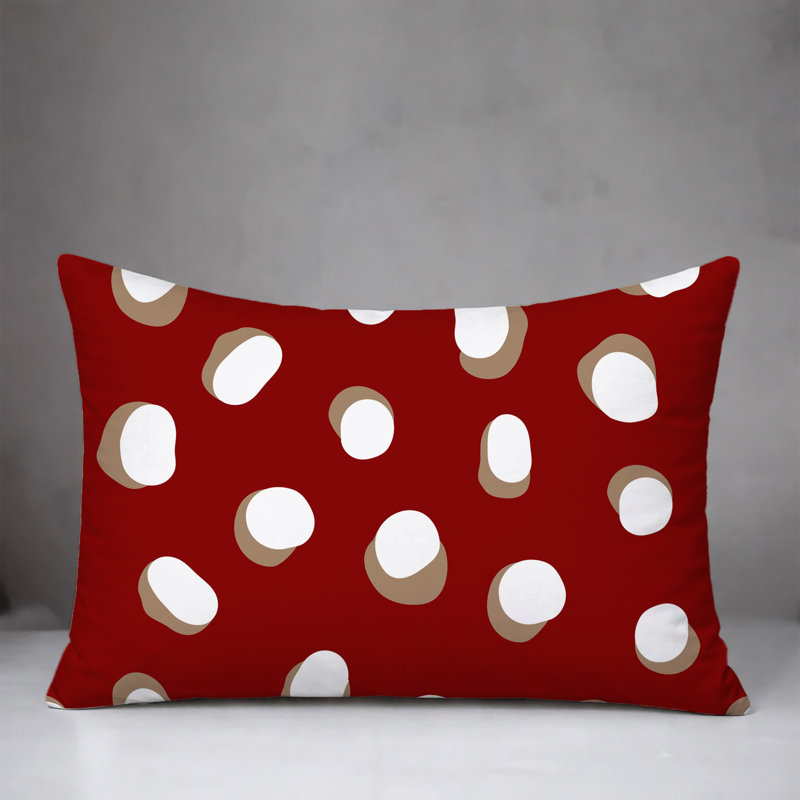 Oreiller réversible intérieur / extérieur Jayi Spots, 25 x 18, Rouge