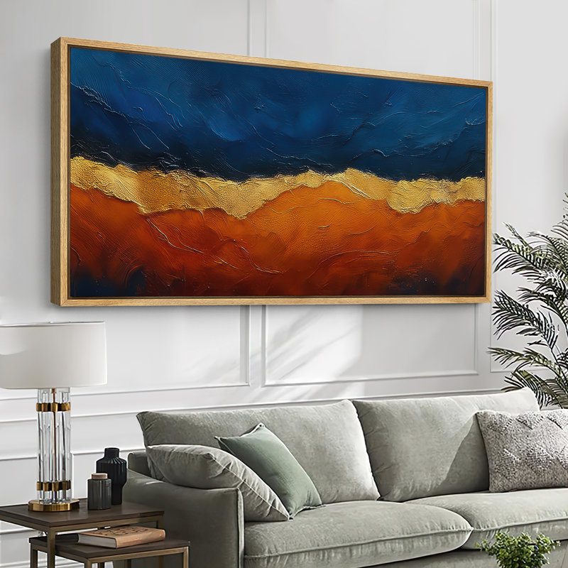 Grande impression sur toile encadrée, impression de paysage abstrait neutre pour décoration murale moderne minimaliste