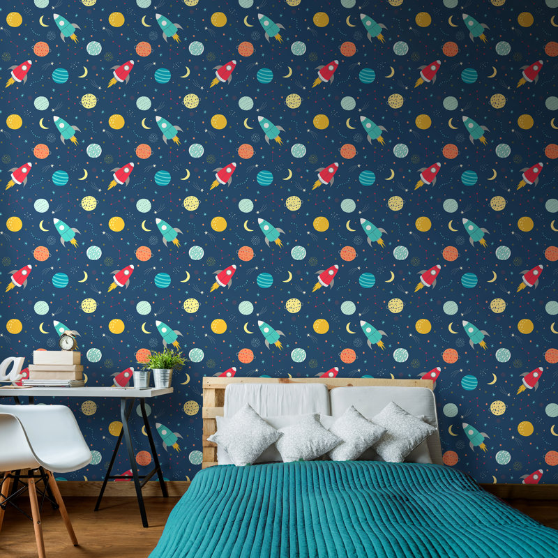 Hoopla Walls Lift Off! Ink & Scarlet 10m Wallpaper