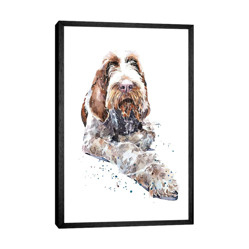 Spinone II - Painting on Canvas, 66.04 cm H x 45.72 cm W, Black Framed