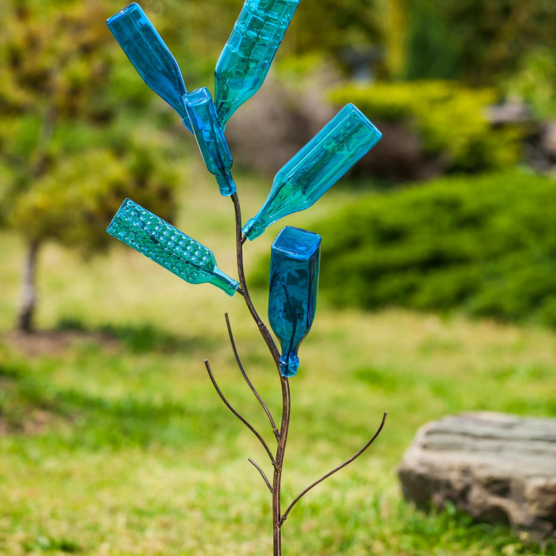 Ensemble de 5 bouteilles en verre bleu pour arbre à bouteilles d'extérieur