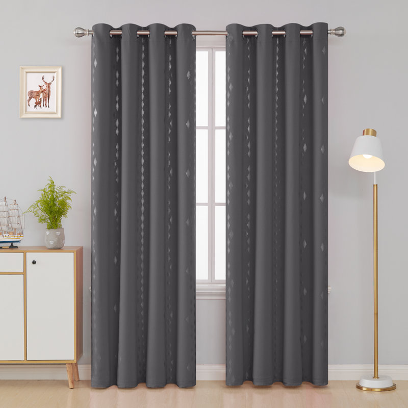 Bedolla Room Darkening Curtain Pair, Dark Gray, 51" W x 83"L