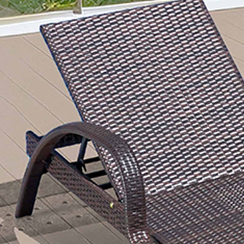 Adjustable Outdoor Recliner Lounge Chair Handwoven Outdoor Wicker Chaise Lounge Set with Table