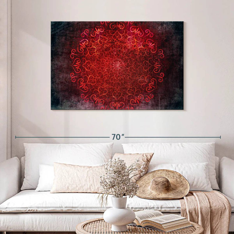 Mandala rouge brillant Kerner, H 30 po x l 45 po
