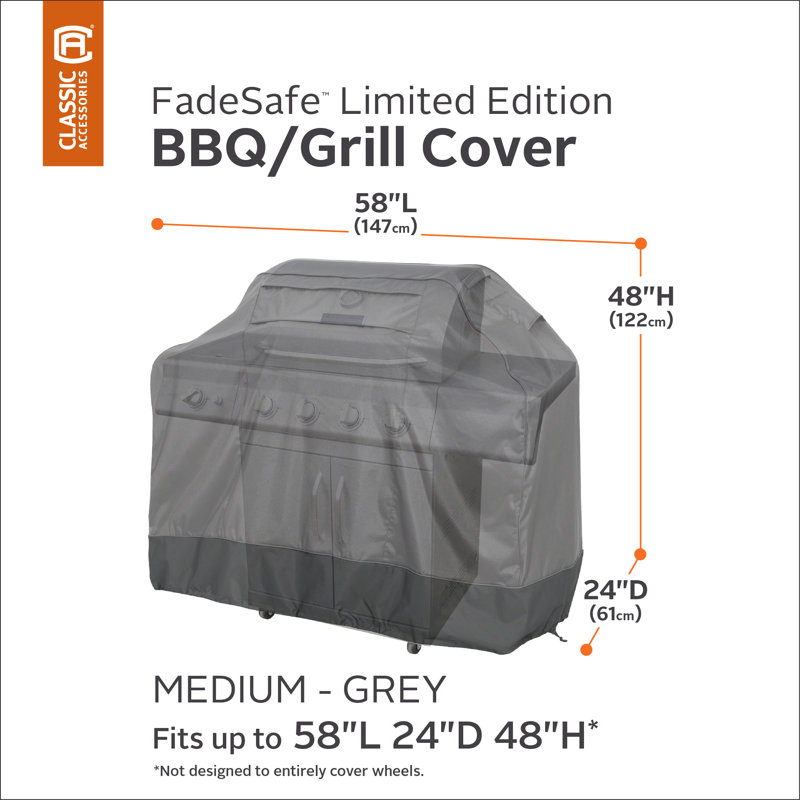 Classic Accessories Veranda FadeSafe 24'' W x 58'' D Grill Cover, Dark Shadow/Raven