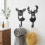 Ensemble de crochets muraux en métal décor cerf noir mat rustique