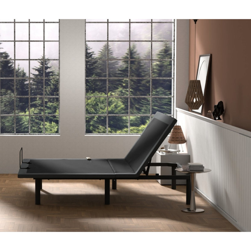 Base de lit ajustable noire et grise Os4 pour très grand lit, pied réglable, télécommande sans fil, technique de fabrication en métal renforcé, pliage central, assemblage facile en gris et position supplémentaire, pliable