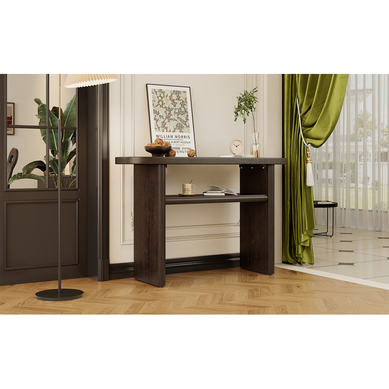 Console Table with Rounded Edges and Sturdy Shelf, Espresso