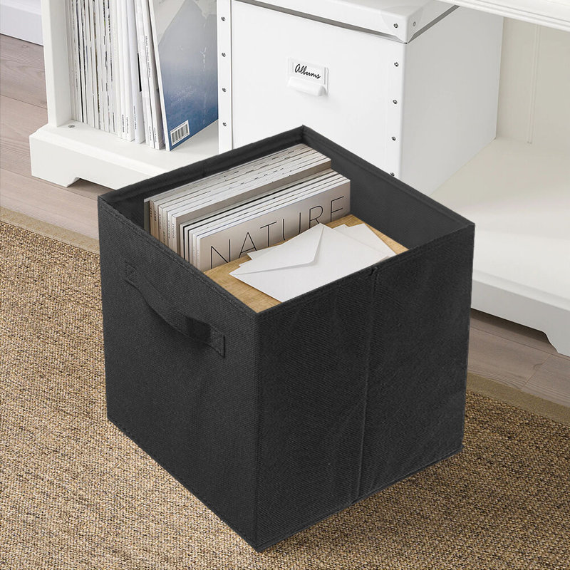 Ensemble de 2 bacs de rangement en tissu pliables, Noir