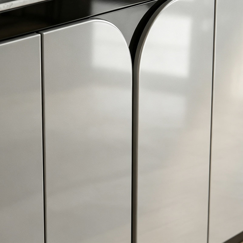 Modern Luxury Elliptical Classification Sideboard, Black/Gray