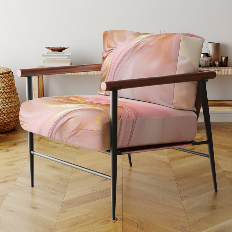 Fauteuil d'appoint rembourré Tender, Doré