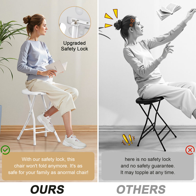 Ensemble table et chaises pliantes 5 pièces avec 4 tabourets, gain de place pour la cuisine et le petit-déjeuner, mobilier idéal pour les petits espaces (appartement, dortoir), acier et PEHD, blanc