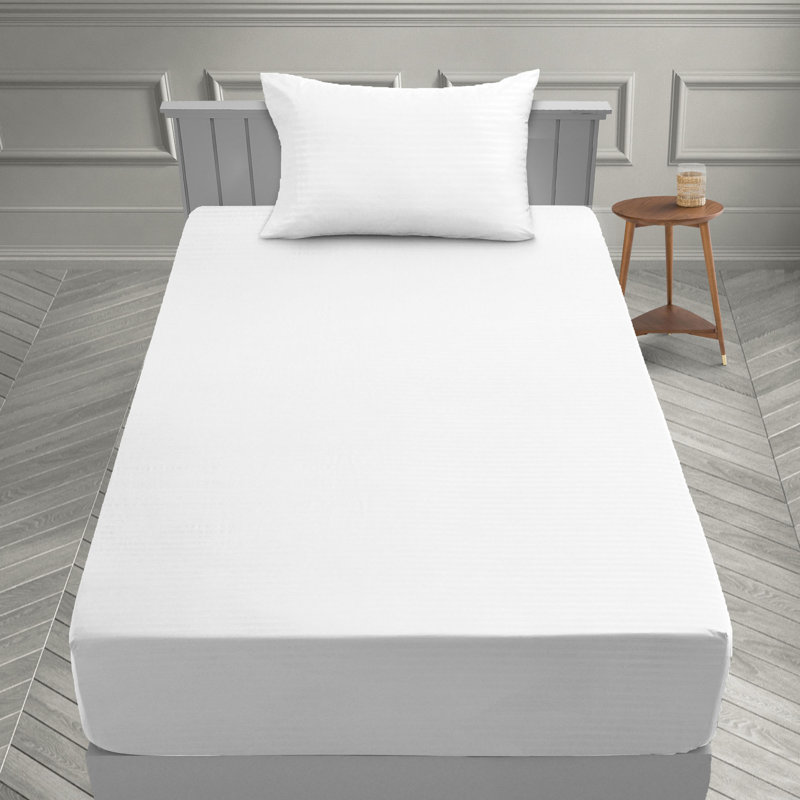 Lux Decor Collection Stripes Bed Sheets Microfiber Bedding Set with Fitted, Flat Sheet & Pillowcase, Twin Pillowcase, White