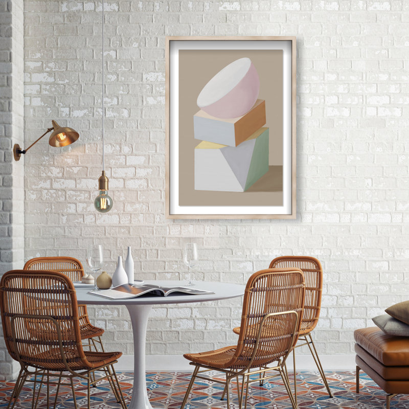 Sculptural Composition II Print by Oliver Gal, 31.5"H x 46.5"W, Natural Oak Shadowbox