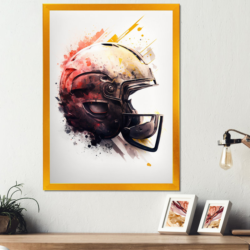 Football Football Helmet IV - reproduction sur toile, Cadre photo doré, L 30 po x H 40 po