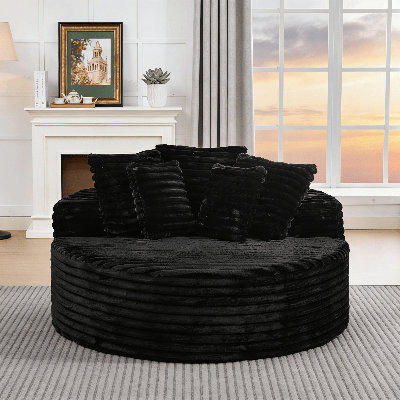 Compression Packed Round Lounge Chair – 62.9" Extra-Large Corduroy Deep-Seat