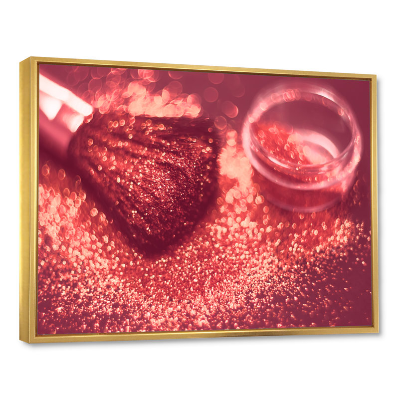 Red Glitter Sparkle - œuvre d'art sur toile Glam, H 12 po x l 20 po x P 1 po, Cadre flottant doré