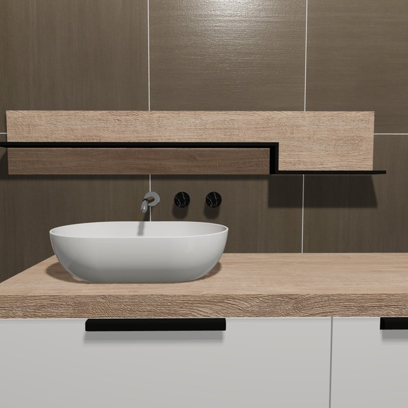 Refinery Semi-Polished 24'' W x 24'' L Porcelain Singular Tile, Shadow