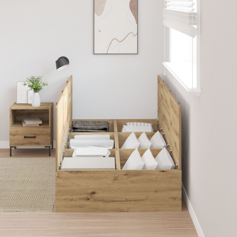 Storage Bed Frame, 90 x 200 cm, Artisan Oak