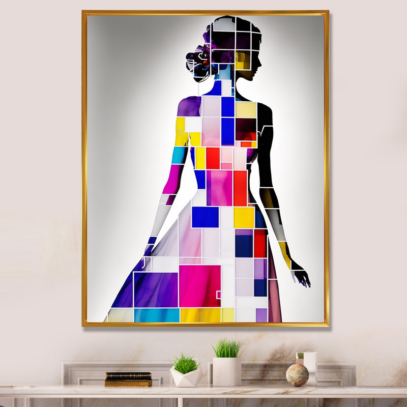 Bormann Silhouette Of Cubist Dress II sur toile, H 32 po x l 16 po x P 1 po, Cadre flottant doré