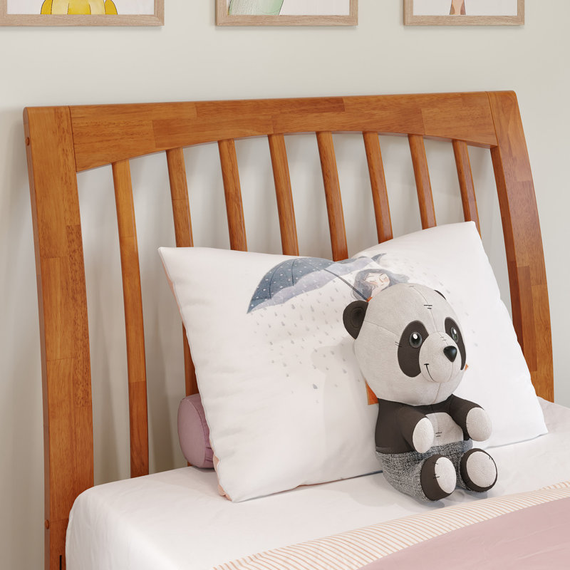 Omariah Solid Wood Traditional Slat Sleigh Headboard, Light Toffee, Twin
