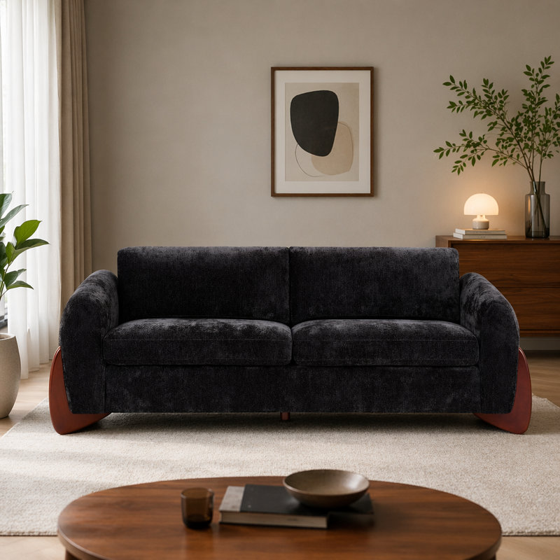 Canapé L 89 po, Chenille noir