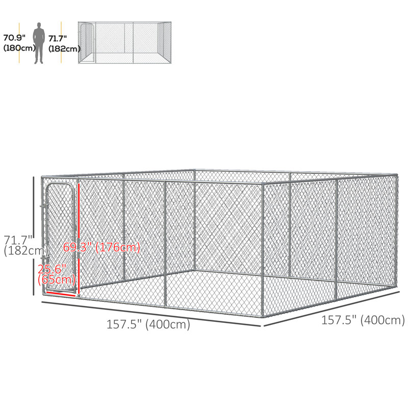 Enclos pour animaux, H 72 po x l 157,2 po x P 157,2 po