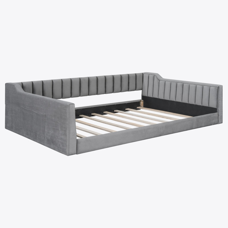 Upholstery Daybed and Side Storage pocket, Gray, Full/Double