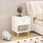23.22''H White Wooden Nightstand with 1 Drawer 1 Shelf