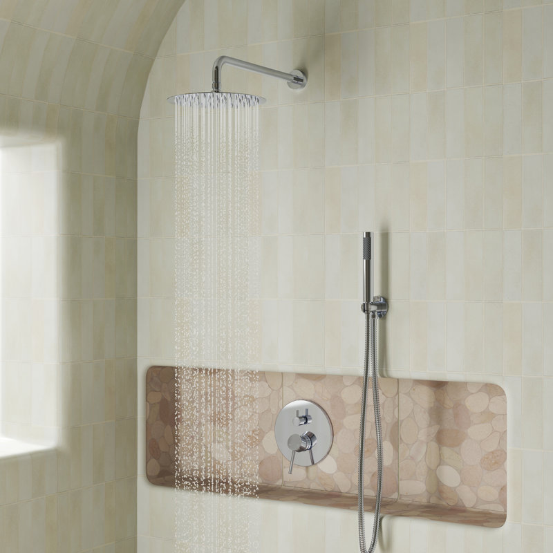 Pressure-Balanced Complete Shower System with 10-Inch Rain Shower Head, Handheld, Rough-in Valve, Chrome