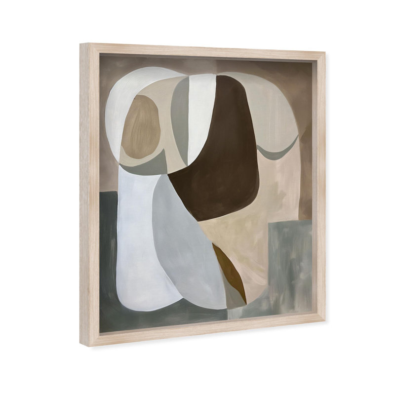 Oliver Gal Stone and Breeze I Abstract - Luxury Shadowbox Framed Wall Art, 38" H x 32" W, Cream